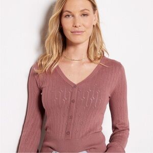 NWT! Evereve Kass Pointelle Pullover Cardigan | size XS